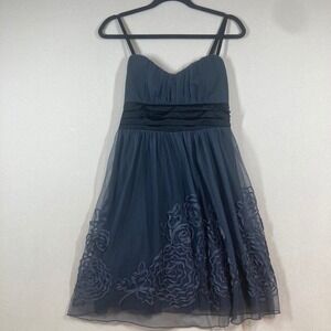 A. Byer Y2K Dress Sz 11 Gunmetal Grey Babydoll Sheer Fairy‎ Grunge HOCO Glam